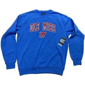Colosseum L Large Powder Blue Ole Miss Rebels Arch & Logo Pullover Sweatshirt